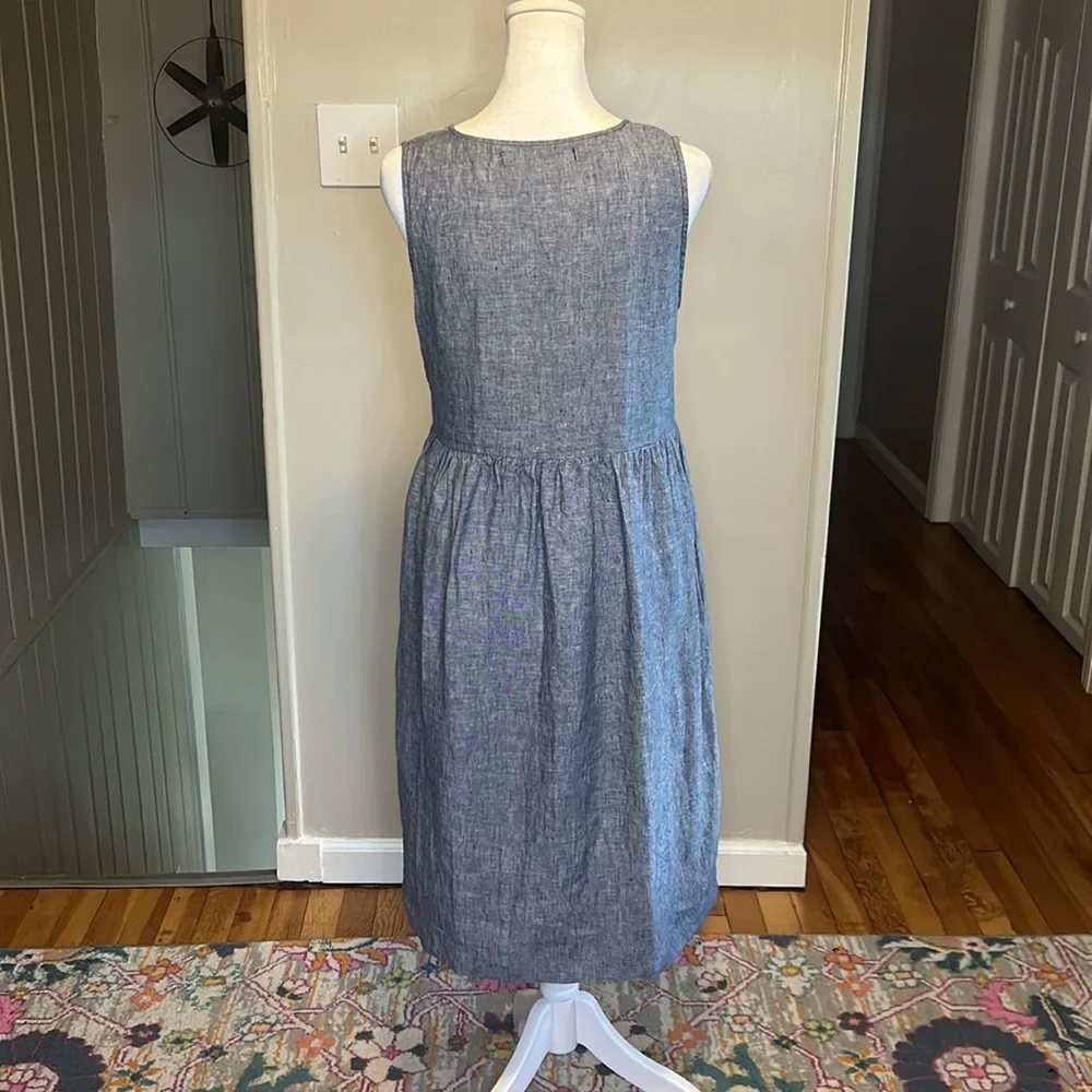 Pyne & Smith No. 21 V Neck Sleeveless Linen Dress in Oxford Chambray Size XS - Picture 5 of 9